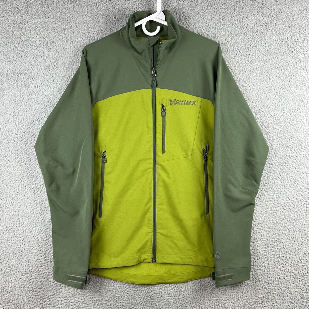 Marmot Hiking Jacket Mens Medium Green Stretch Long Sleeve M3 Softshell Bero